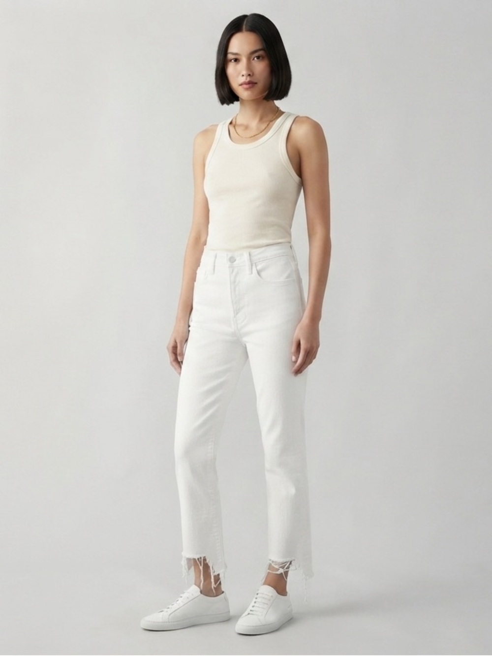 LIL MOTHER White High-Rise Cropped Straight Jeans Fairest of Them All SZ 27 0088